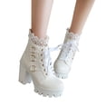 thumbnail image 1 of CEHVOM 2021 Automne et Hiver Nouvelles Bottines Courtes en Cuir à Bout Rond à Semelle Épaisse Style Britannique pour Femmes, 1 of 8