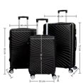 thumbnail image 4 of Ensemble de Bagages Coque Rigide en ABS 3 Pcs - Valises Noires 20 Pouces/24 Pouces/28 Pouces avec Roues Pivotantes, Résistant aux Rayures, Serrure TSA, Design Emboîtable, 4 of 4