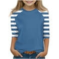 thumbnail image 1 of SERTG T-Shirt Mode Enfant Col Rond Manches 3/4 Imprimé Col Rond pour Été et Printemps 4-15 Ans (Bleu4,13 Ans), 1 of 7