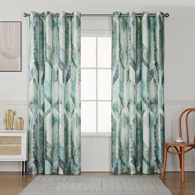 Innerwin Rideau de Fenêtre, Tentures Écoénergétiques, Isolées Thermiquement, Occultantes, Rideaux de Luxe, Protection UV, Panneau d'Intimité, Vert Moderne 52 x 102 Pouces. le Rideau Présente une Impression Géométrique Moderne dans des Nuances de Vert et de Bleu, avec une Tête à Oeillets pour un Montage Mural Facile. Fabriqué en polyester durable, Offre une Fonctionnalité d'Occultation, une Isolation Thermique et une Réduction du Bruit. Convient aux Chambres, Salons Ou Bureaux, Il Mesure 52 Pouces de Large par 102 Pouces de long.