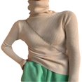 thumbnail image 2 of MesaSe Women Ribbed Knit Tops Long Sleeve Turtleneck Solid Color Slim Fit Sweater, 2 of 5