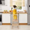 thumbnail image 2 of Costway Kids Kitchen Step Stool Kids Standing Tower with Safety Rails Nature, 2 of 10