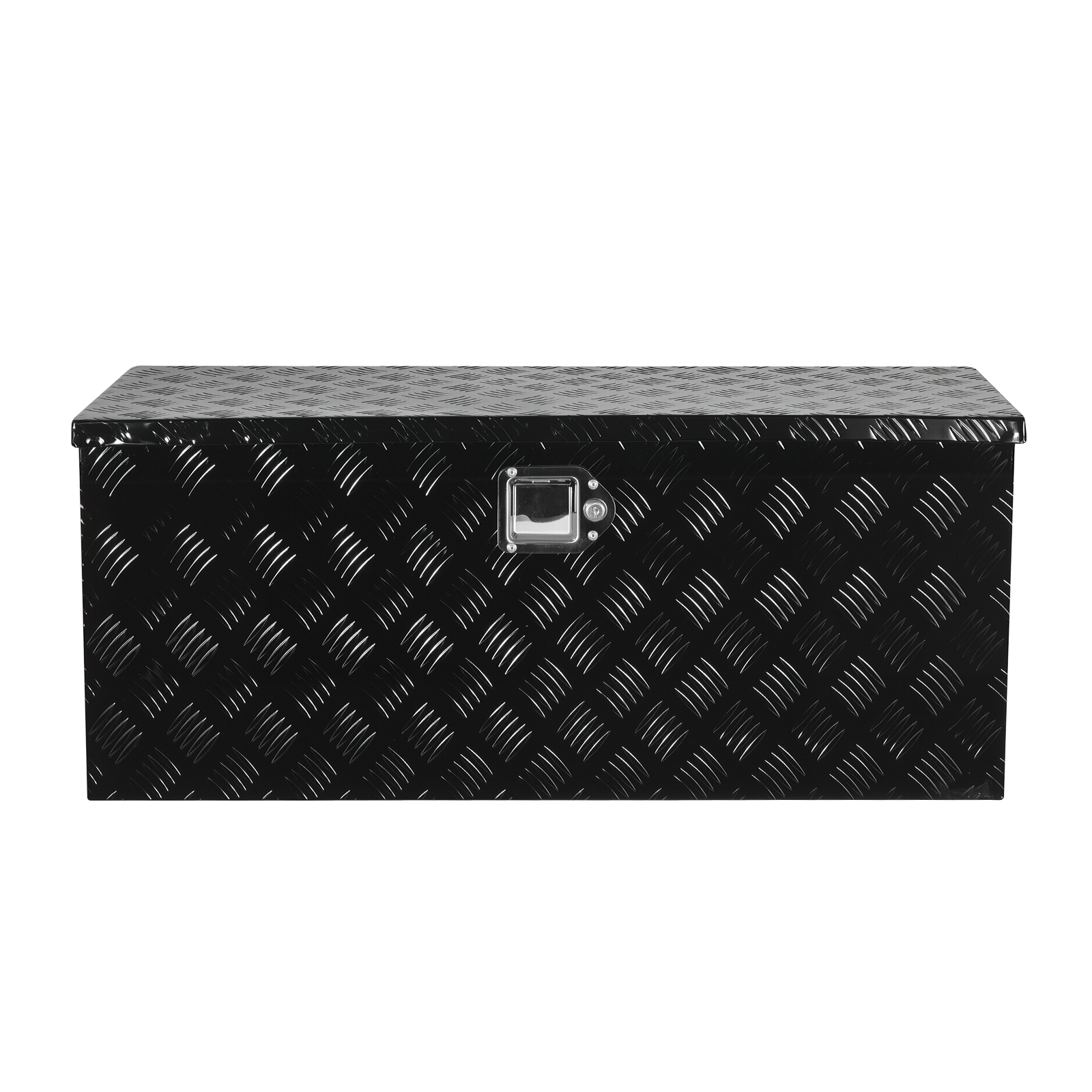 KFFKFF Heavy Duty Aluminum Truck Bed Tool Box, Stripes Plated Tool Box with Sliding Shelf, Side Handle, Lock & Keys, Storage Toolbox Chest