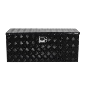 KFFKFF Heavy Duty Aluminum Truck Bed Tool Box, Stripes Plated Tool Box with Sliding Shelf, Side Handle, Lock & Keys, Storage Toolbox Chest