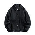 thumbnail image 1 of RXIRUCGD Manteau à Capuche Décontracté pour Homme, Coupe Ample, Uni, à Manches Longues, Sans Capuche, Manteaux d'Extérieur Décontractés, Noir, Taille : M, 1 of 6
