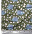 thumbnail image 1 of Soimoi Poly Georgette Fabric Cute Elephant Kids Decor Fabric Printed Yard 42 Inch Wide, 1 of 3