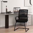 thumbnail image 2 of Costway 1 PCS Office Guest Chair with Lumbar Support, Breathable Mesh Back without Wheels Black, 2 of 7