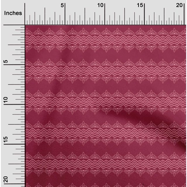 oneOone Cotton Poplin Fabric Floral & Chevron Block Printed Fabric 1 Yard 42 Inch Wide