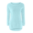 thumbnail image 4 of Yuyuzo Women Sweaters Fuzzy Fleece Tops Long Sleeve Tops Crewneck Pullover Tops Basic Plus Size Blouses, 4 of 5