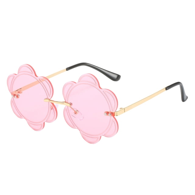 Rimless Heart Shaped Metal Frame Sunglasses for Outdoor Cycling and Party Events