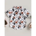 thumbnail image 2 of Opperiaya Chemise pour Garçon, Manches Courtes, Col à Revers, Imprimé Taureau, Fête de Rue, Haut Décontracté Ample pour le Printemps et l'Été 6 m-4 A, 2 of 8
