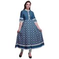thumbnail image 1 of Bimba Robe Anarkali Longue Marocaine à Carreaux Blancs pour Femmes, Classique Imprimée, Kurtis Indiens, Tunique - Petit, 1 of 5