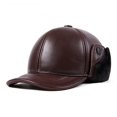 thumbnail image 1 of Men's Genuine Leather Duckbill Baseball Cap with Thick Fleece Lining, Warm Winter Hat, 1 of 6