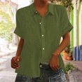 thumbnail image 2 of Yuyuzo Womens Button down Shirts Short Sleeve V Neck Tshirts Solid Color Office Work Tops Blouses, 2 of 6