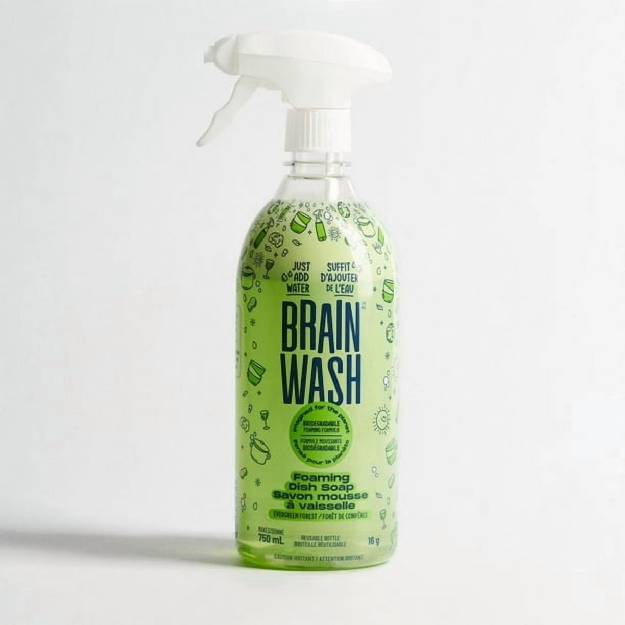 Brain Wash Foaming Dish Soap Bottle with Starter Pod - Evergreen Forest