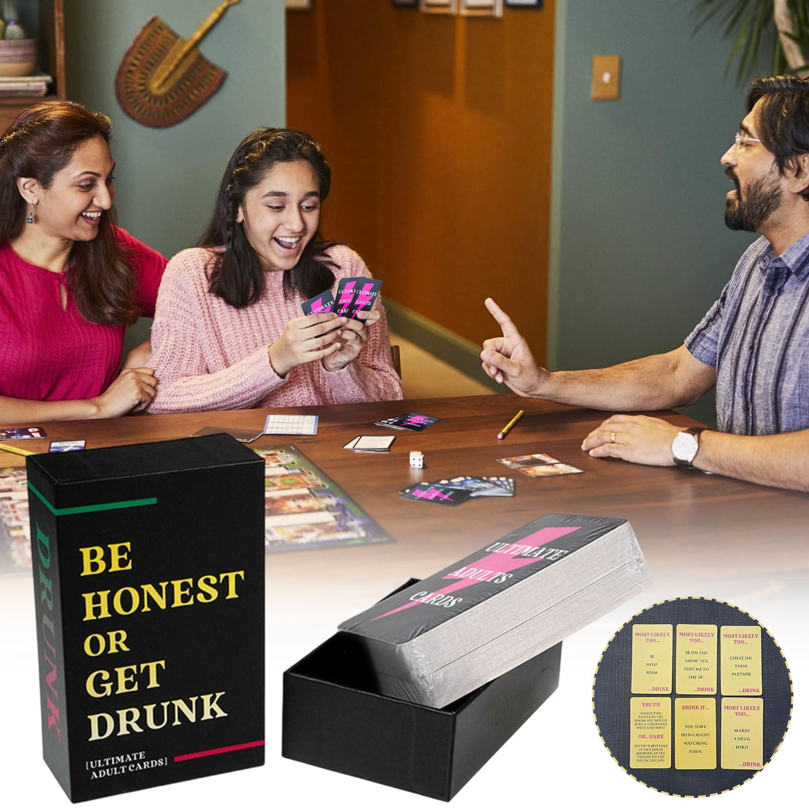 Suncoda Game Cards Set, Be Honest Or Get Drunk Game Card