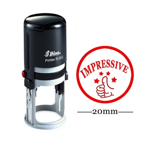 IMPRESSIVE Round Self Inking Kids Teacher Stamp Personalized 20mm Mini Shiny Rubber Stamp