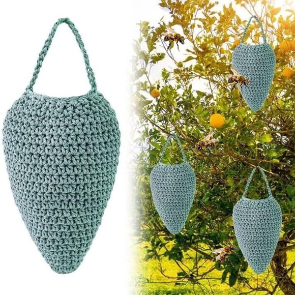 Uklsqma Honeybee Repellent Hanging Honeycomb Net Bag | Cotton Filled Durable Wasp Deterrent | Weather Resistant Outdoor Wasp Trap | Garden Patio Farm Pest Control Decor
