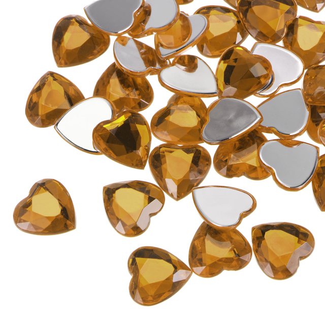 Unique Bargains 40 Pcs Acrylic Flat Back Rhinestones 20mm/0.8 Inch Heart Artificial Gemstone for Crafts Jewelry Making Deep Brown