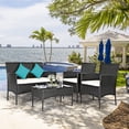 thumbnail image 1 of Costway 4PCS Patio Rattan Furniture Set Cushioned Sofa Coffee Table Backyard Porch, 1 of 10