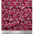thumbnail image 1 of Soimoi Poly Georgette Fabric Leaves & Floral Block Print Fabric by The Yard 42 Inch Wide, 1 of 3
