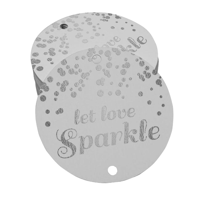 Inkdotpot Silver Foil Paper Hang Tags Let Love Sparkle Wedding Favor Tags 50 Pieces
