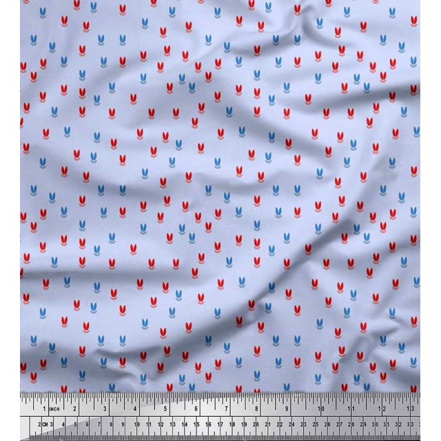 Soimoi Polyester Crepe Fabric Artistic Leaves Decor Fabric Printed Yard 52 Inch Wide