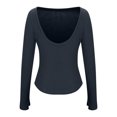 thumbnail image 4 of Pisexur Chandail pour Femmes Mode Chandails Tricotés à Col Rond Hauts à Manches Longues pour Femme Décontracté Léger Dos Échancré Hauts d'Automne Chandail Ajusté, 4 of 7