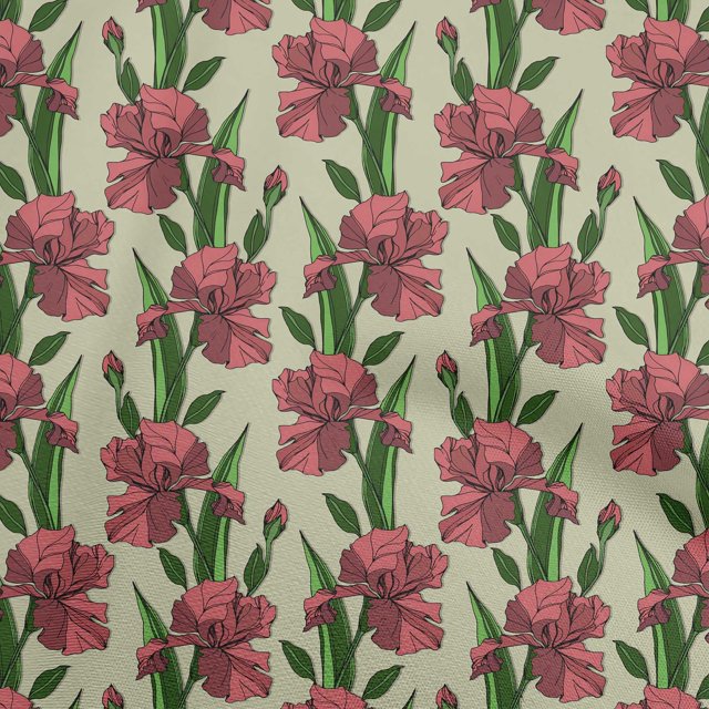 oneOone Soie Tabby Rouge Tissu Floral Matière de Robe Tissu Imprimé Tissu au Mètre 42 Pouces de Large