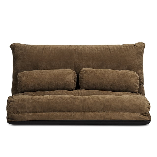 Gymax Canapé-Lit de Sol à 6 Positions Réglables, Sofa Lounge avec 2 Oreillers, Café