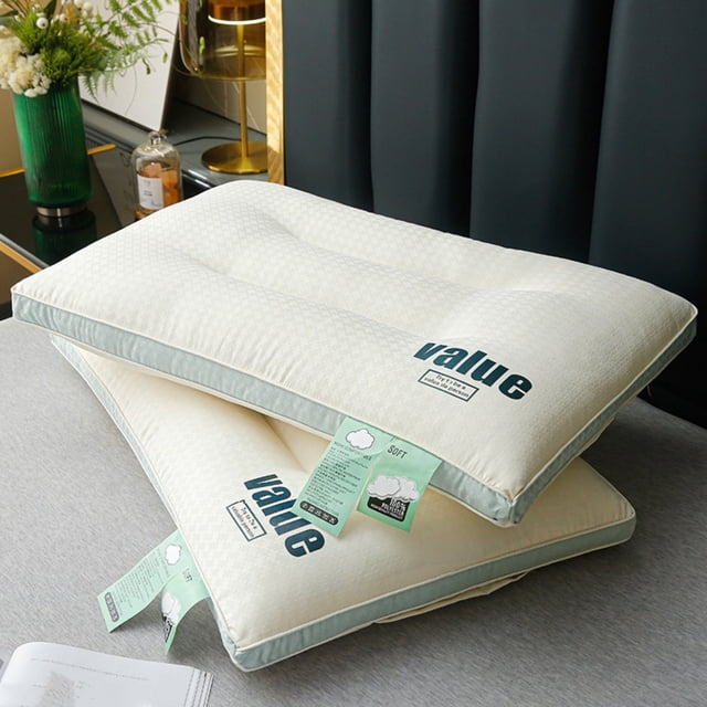 Yhmxh Pillows-Throw Pillows Thick Pillow SPA Neck Protection Pillow Knitted Cottons Class Pillow Core Breathable Adult Household College Student Soft Pillows core
