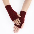 thumbnail image 4 of Ladies Warm Knit Fingerless Gloves Convertible Mittens Fashion Flowers, 4 of 6
