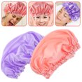 thumbnail image 2 of 2 Pcs Bonnets de Bain en Satin Bonnets pour Dormir Bonnets de Douche Confortables, 2 of 8