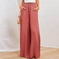 thumbnail image 1 of Jsaierl Womens Casual Wide Leg Pants Ruffle Elastic Drawstring Palazzo Pants Loose Comfy Trousers with Pockets, 1 of 9