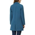 thumbnail image 3 of Allegra K Manteau Mi-Long à Manches Longues Raglan à Revers Croisé pour Femme m Bleu Foncé Gris, 3 of 6