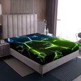 thumbnail image 4 of Erosebridal Neon Honeycomb Sheet Set Queen, Gradient Geometric Bedding Sets Queen Size, Modern Theme Decor, 4pcs, 4 of 7