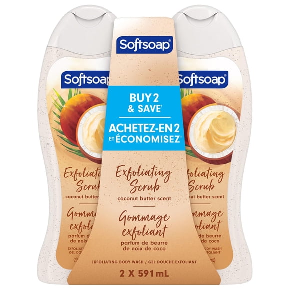 Softsoap Exfoliating Body Wash, Coconut Butter Scrub, 591 mL (Twin Pack)