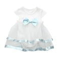 thumbnail image 1 of MIASHUI Robe Barboteuse Tutu pour Bébé Fille à Manches Courtes, Robe de Princesse pour Fête d'Anniversaire, Blanc, 0-3 Mois, 1 of 8