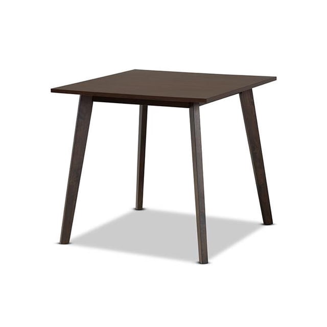 Baxton Studio Fiesta-Coffee Oak-DT Britte Mid-Century Modern Dark Oak Brown Finished Square Wood Dining Table