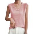 thumbnail image 4 of Timegard Camisoles pour Femmes Été Col Rond Sans Manches Confortables Amples Décontractées T-Shirts de Couleur Unie, 4 of 5