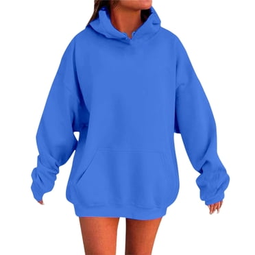 Aocisk Chandail à Capuchon Uni pour Femme avec Poche, Épaules Tombantes, Confortable et Stylé, Chandail Molletonné à Enfiler pour Activités de Plein Air Décontractées BU2 L