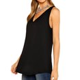 thumbnail image 3 of Women V Neck Sleeveless Asymmetric Hem Solid Color Tank Top, 3 of 5