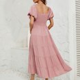 thumbnail image 4 of Robe d'Été pour Femmes 2024 Mode Grande Taille Unie Taille Haute Manches Bouffantes Robe à Taille Enveloppée Rabais de 50 % Liquidation!, 4 of 5