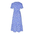 thumbnail image 4 of Pisexur Robes d'Été pour Femmes Col Rond Robe Fluide Plissée Tendance Manches Courtes Mode avec Poche Plage Été Évasée Imprimé Floral 2024 Robes, 4 of 4