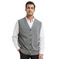 thumbnail image 2 of TOPTIE Men Sweater Vest Solid Knitted Lightweight Thermal Cardigan-Gray-XL, 2 of 10