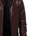 thumbnail image 4 of EGNMCR Jackets for Men Men's Leather Plus Fleece Jacket, Motorcycle Jacket, Warm Leather Jacket, 4 of 7