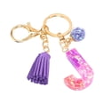 thumbnail image 1 of Hangs Pendant 2 Resin Glittering Letter Keychain with Color Stitching Flowing Design Purple Drop Glue English Character Key Chain, 1 of 5