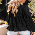 thumbnail image 4 of Womens Bell Sleeve Blouse Crewneck Lace Tops Floral Textured Babydoll Shirts, 4 of 5