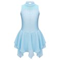 thumbnail image 3 of Girls Shiny Rhinestones Sleeveless Figure Ice Skating Dress Ballet Lyrical Modern Dance Performance Light Blue 6, 3 of 7