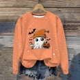 thumbnail image 2 of LMKIHUSA Chandails d'Halloween Fantôme pour Femmes Mode Décontractée Automne 2025 Chandail Kawaii Graphique Brillant Col Rond Chandail à Manches Longues Hauts Saison Effrayante Orange,m, 2 of 8